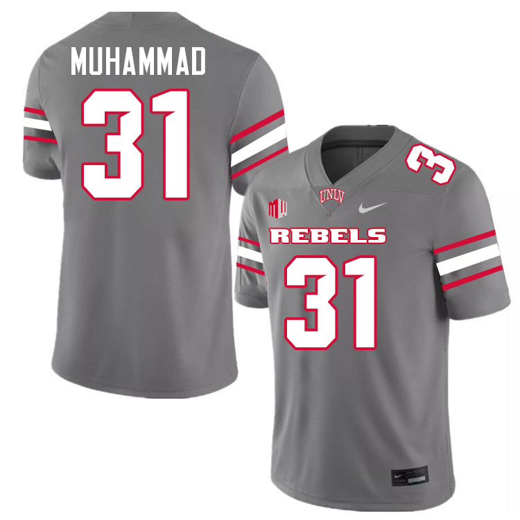 #31 Yasir Muhammad UNLV Rebels College Football Jersey Stitched-Grey